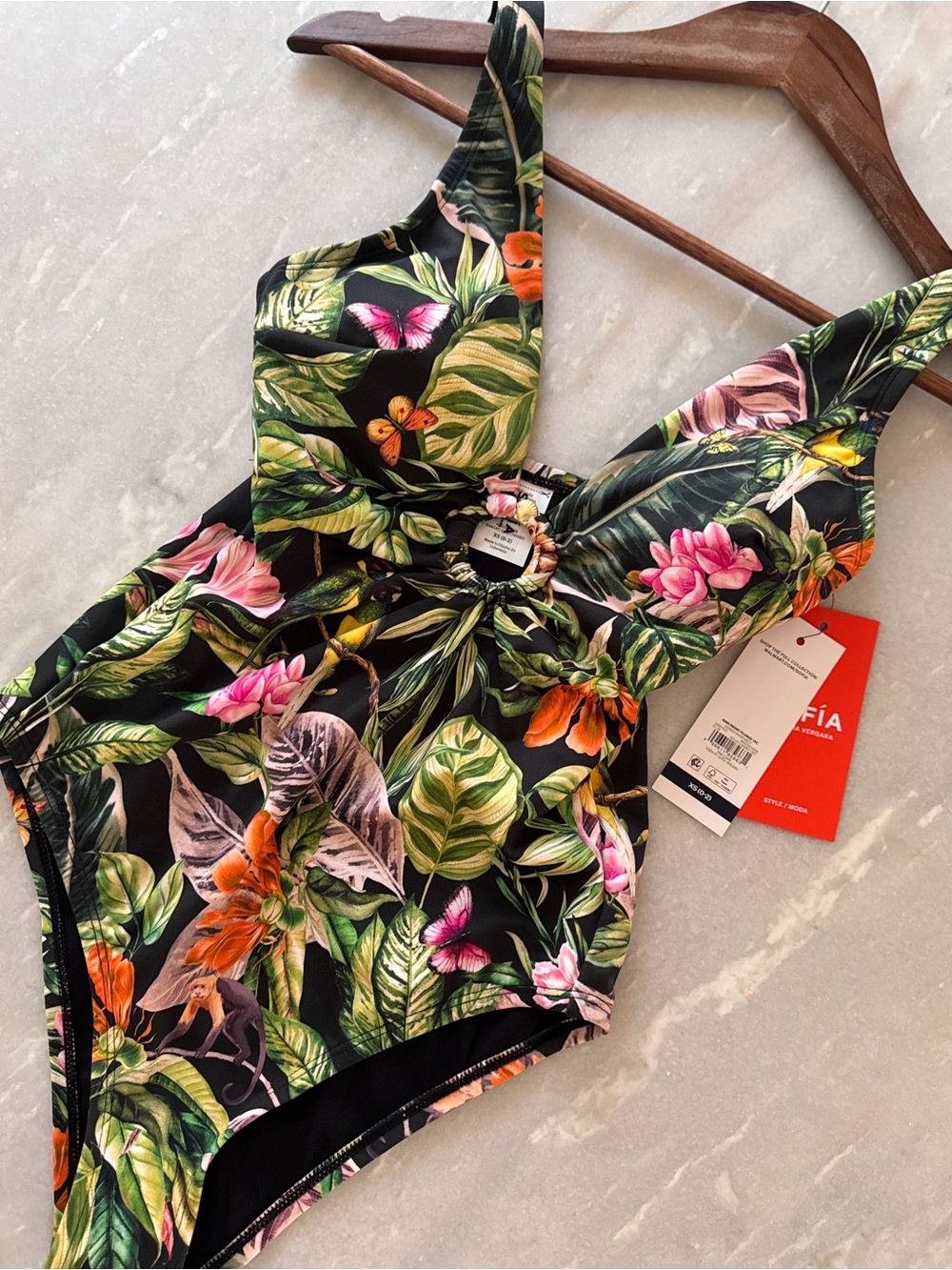 NWT Elegant Tropical Floral One-Piece Swimsuit - Size XS